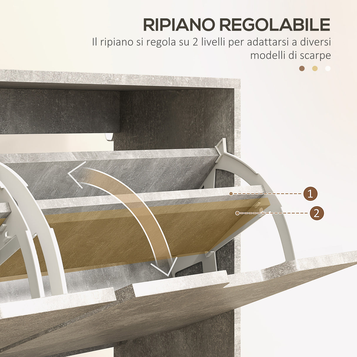 easycomfort easycomfort mobile scarpiera con 4 cassetti ribaltabili a 2 livelli per 16 paia in legno 95x26x95 cm grigio