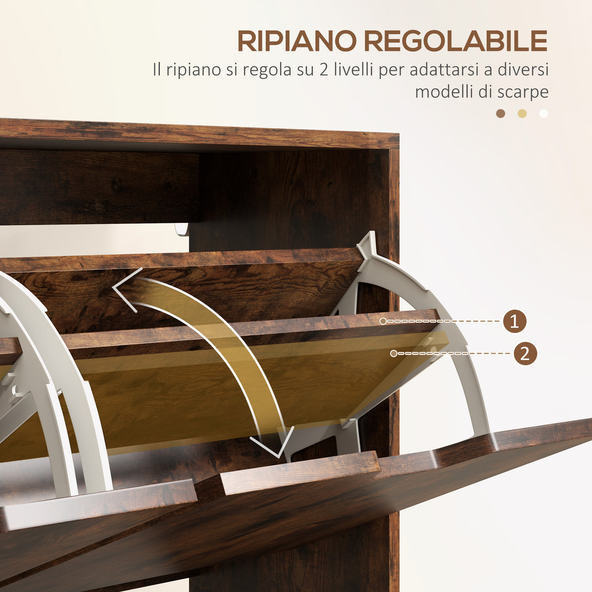 easycomfort easycomfort mobile scarpiera con 4 cassetti ribaltabili a 2 livelli per 16 paia in legno 95x26x95 cm marrone