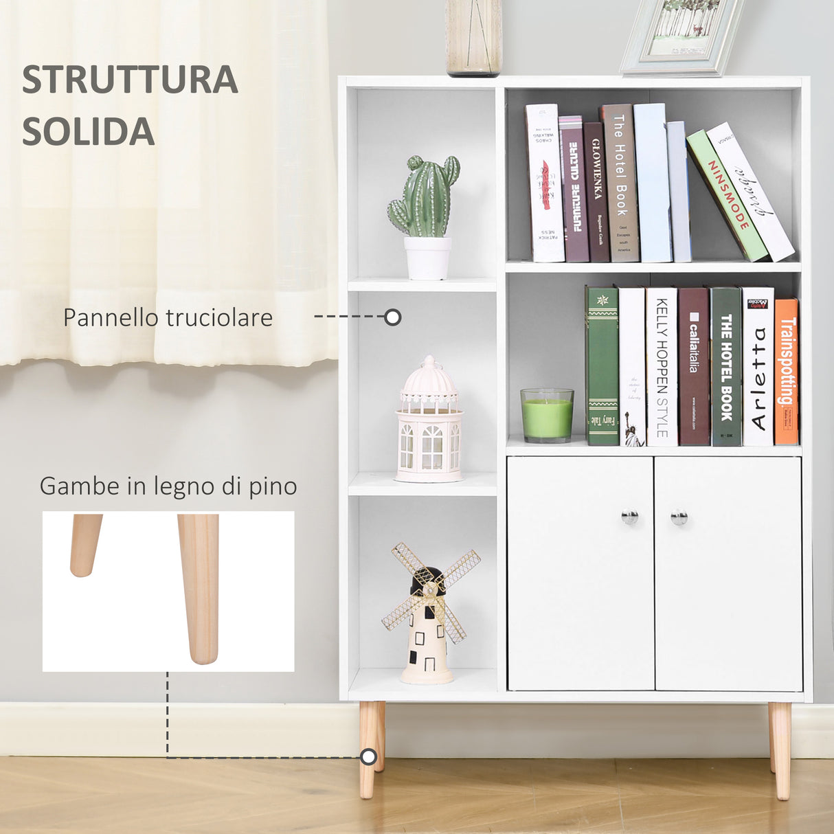 easycomfort easycomfort mobiletto libreria con piedini in legno di pino bianco 80x23 5x123cm ean 8054144130347