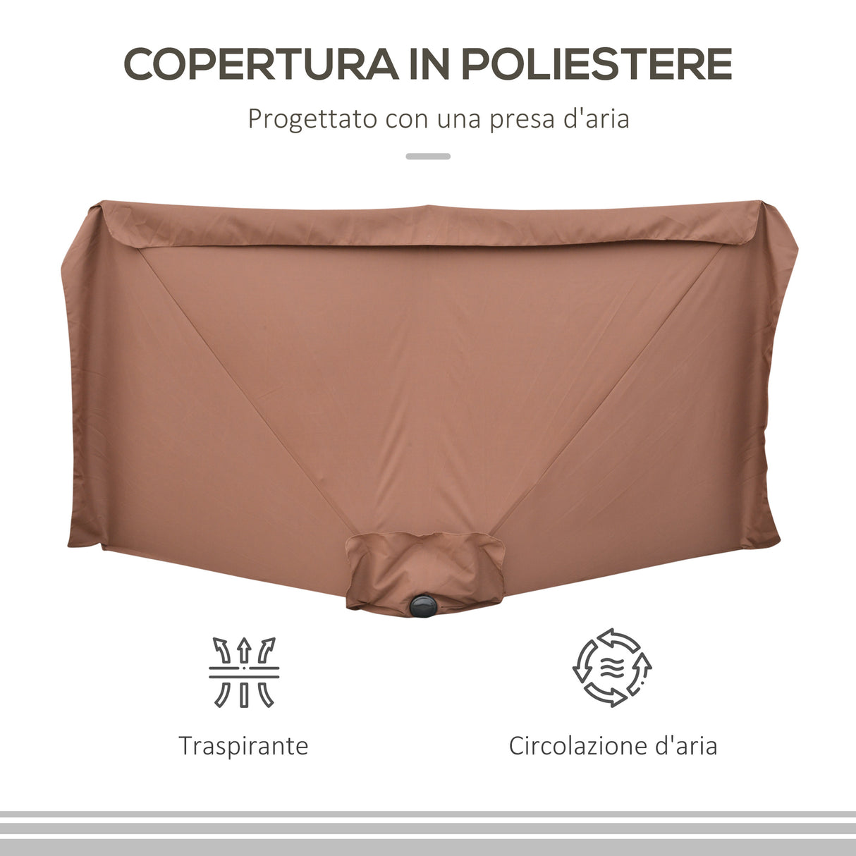 easycomfort easycomfort ombrellone semicircolare 2 3x1 3 m da terrazza e giardino per parete con manovella caffe