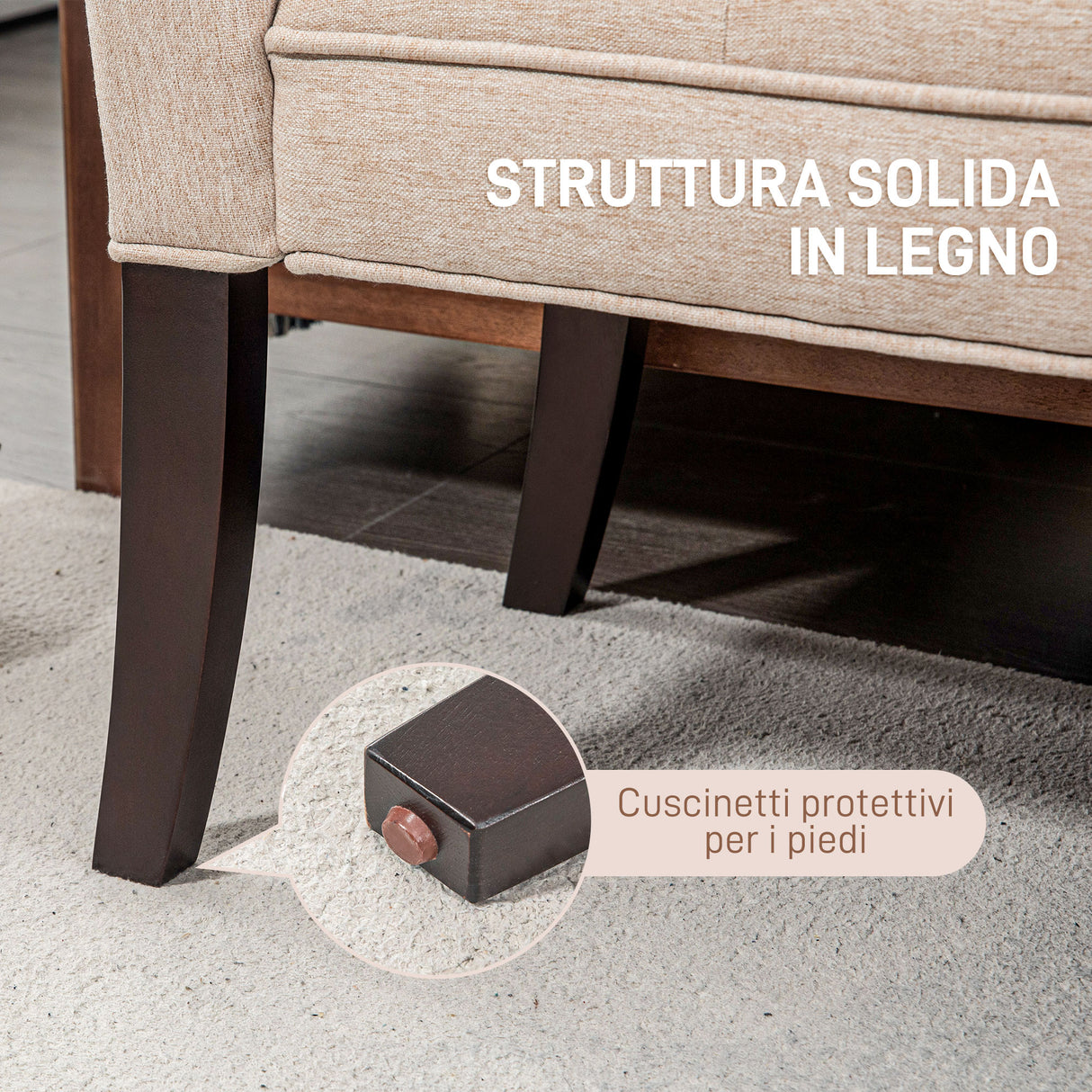 easycomfort easycomfort panca fondo letto imbottita e a bottoni in tessuto effetto lino e legno 141x44x65 cm beige