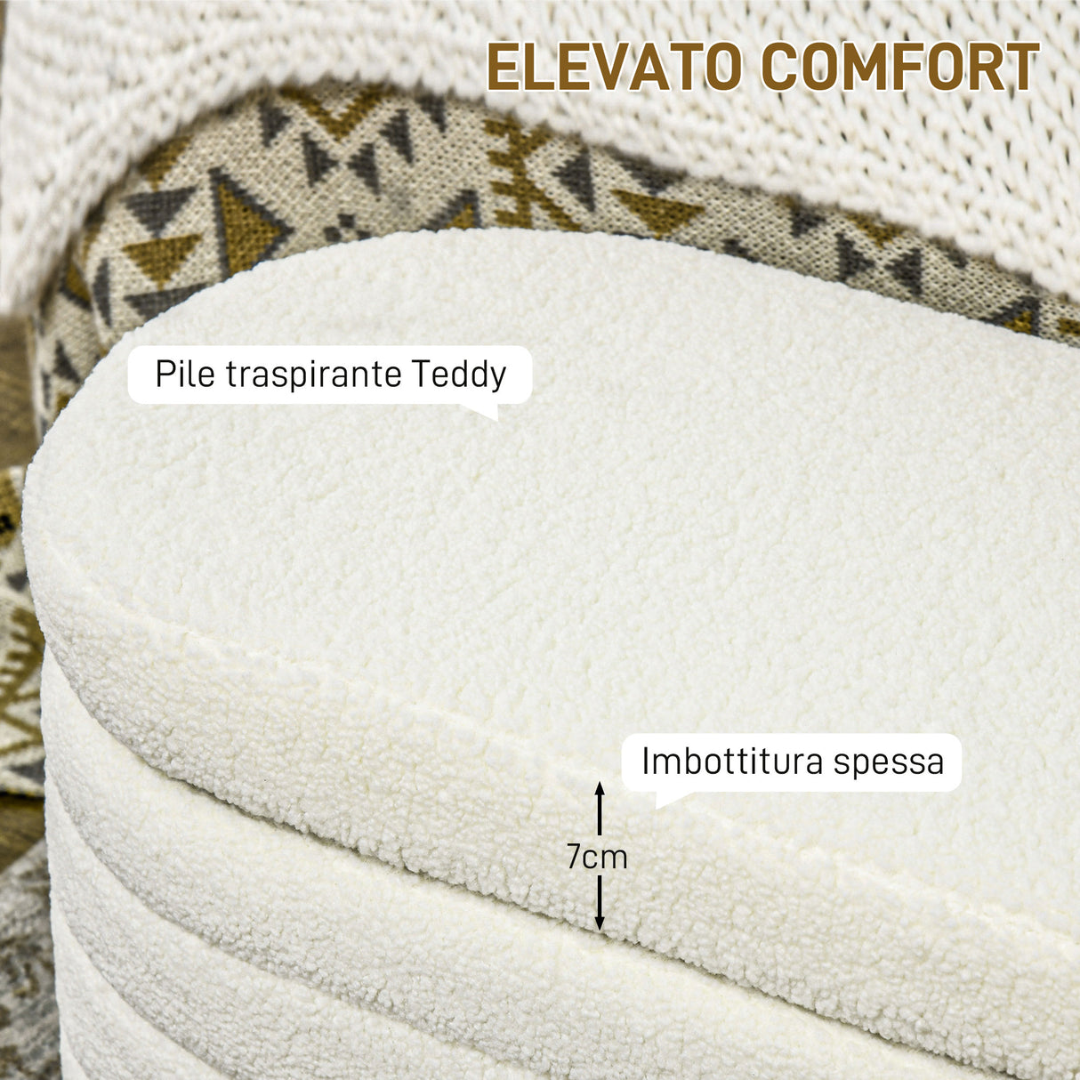 easycomfort easycomfort panca fondo letto in tessuto teddy con vano contenitore per ingresso e camera 116x41x40 5cm crema