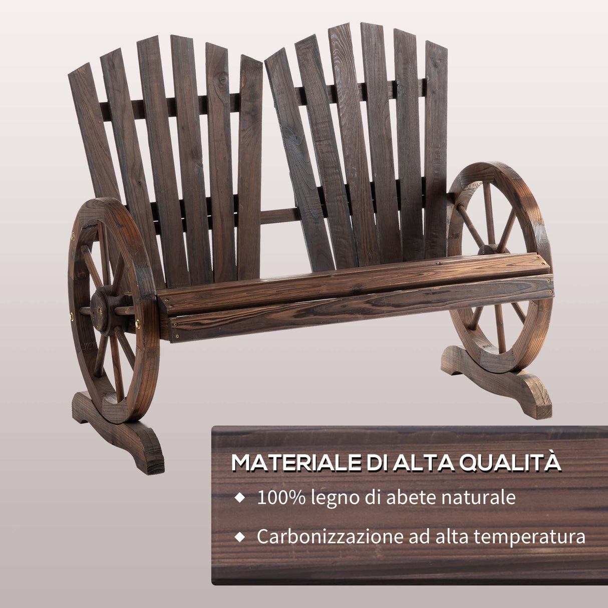 easycomfort easycomfort panchina da giardino in legno stile country con braccioli a ruota 108x66x95cm colore legno