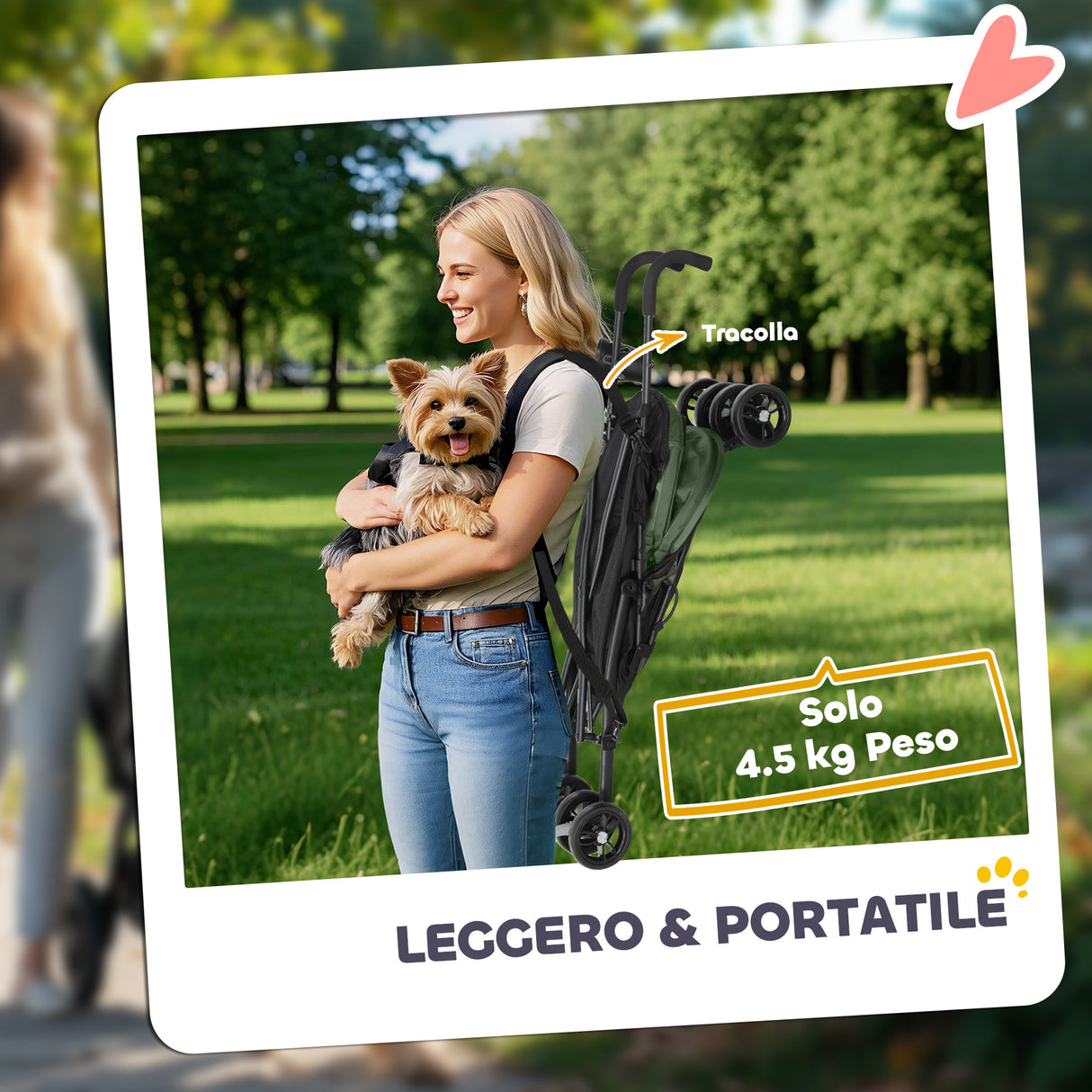 easycomfort easycomfort passeggino per cani con 2 finestre a rete in acciaio e tessuto oxford 76x44x103 cm nero e verde scuro