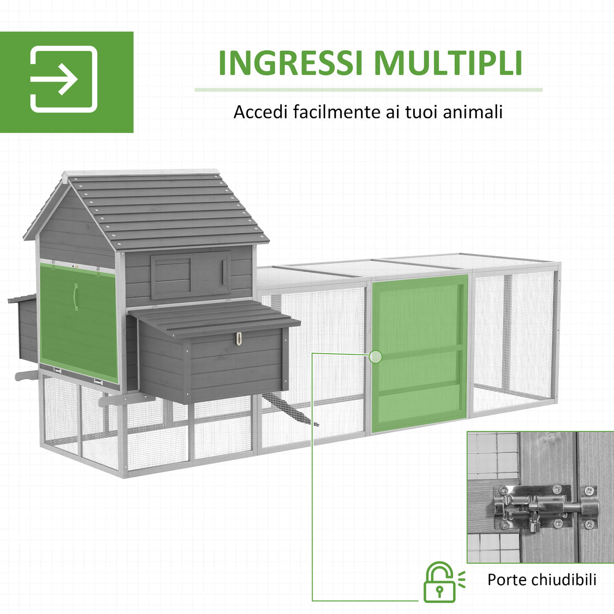 easycomfort easycomfort pollaio da giardino con casetta per galline rampa e area aperta 310 5x149 5x149cm grigio