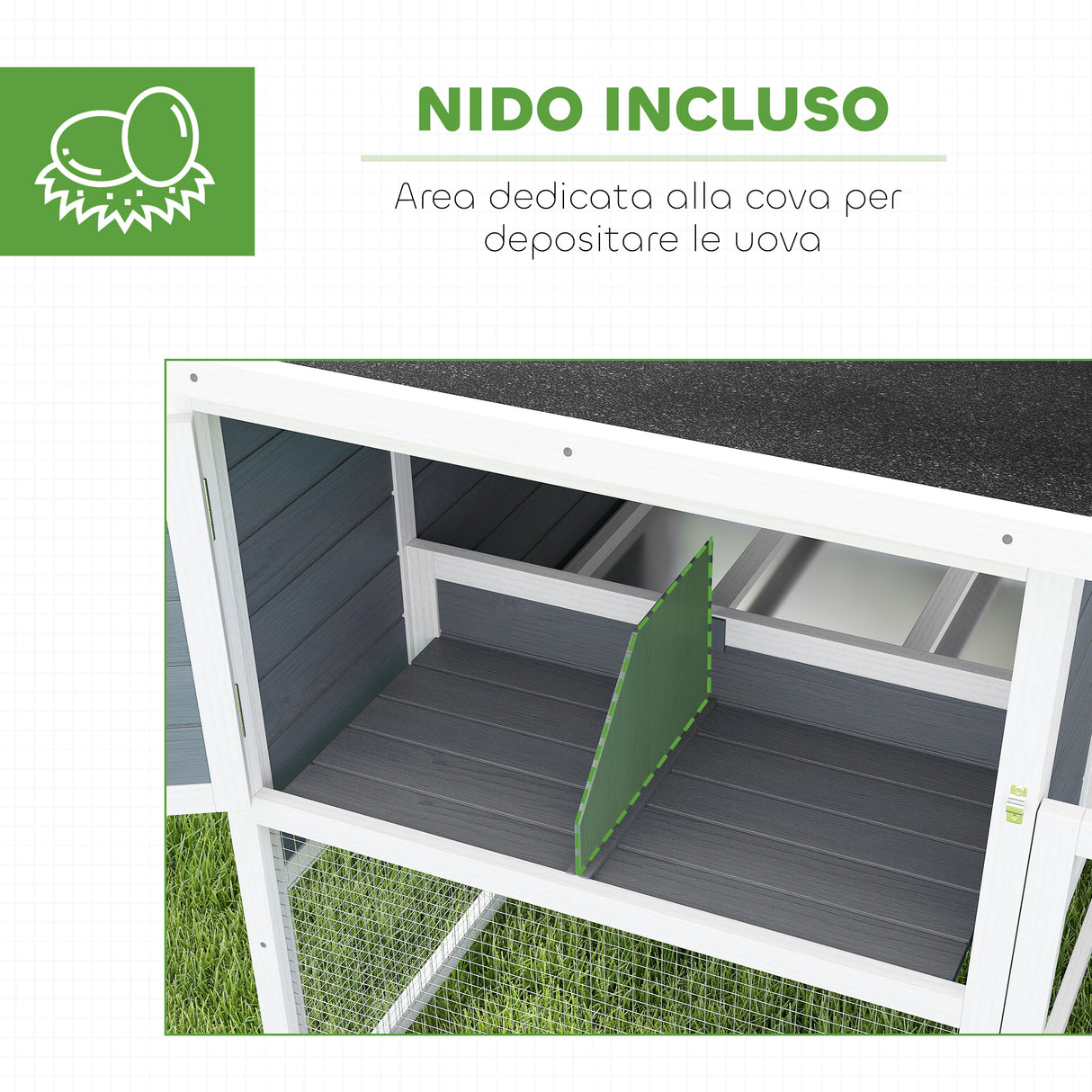 easycomfort easycomfort pollaio per galline con casetta nido per cova e area esterna 214x101x 91 5cm grigio