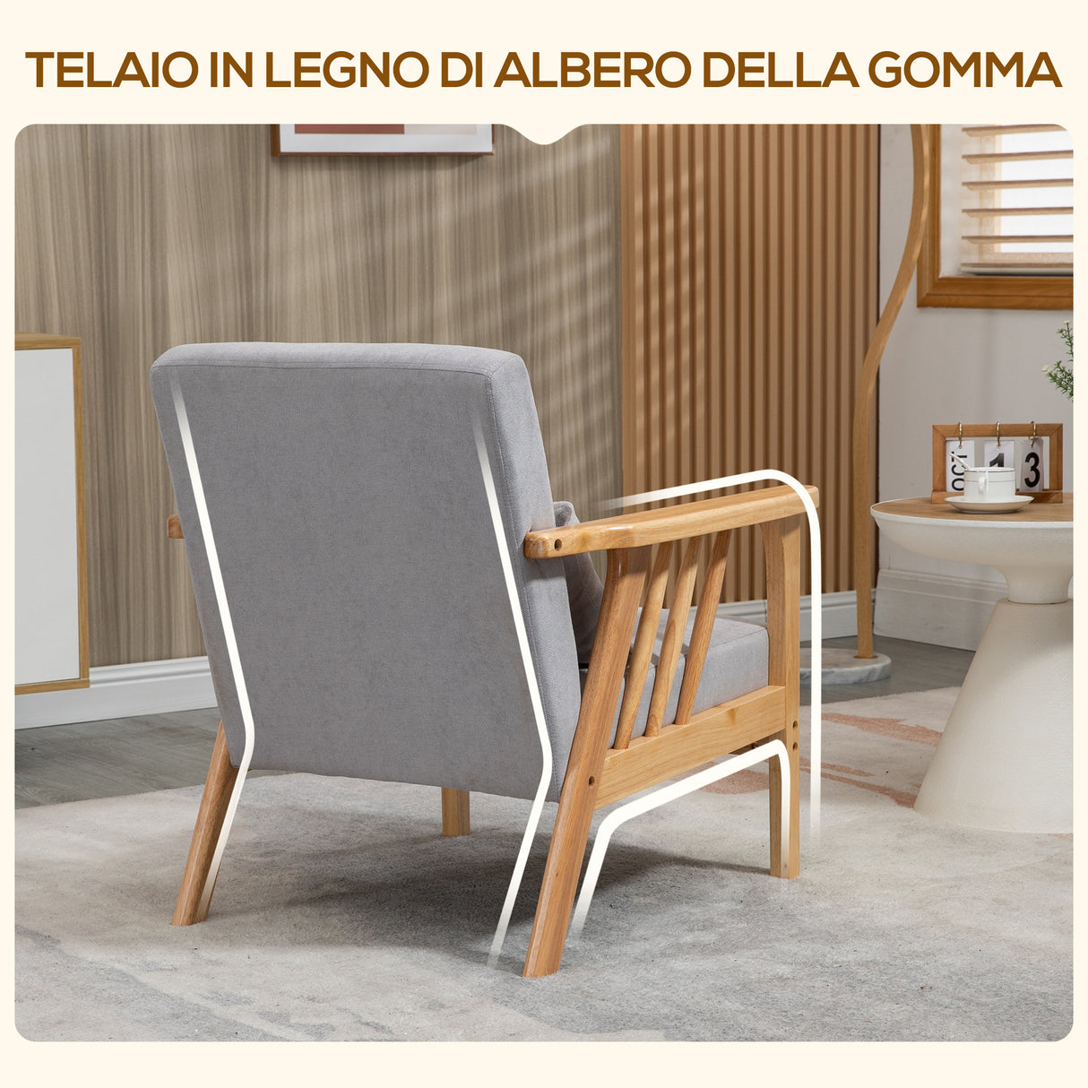 easycomfort easycomfort poltrona moderna con rivestimento vellutato e struttura in legno 68x75x78cm grigio