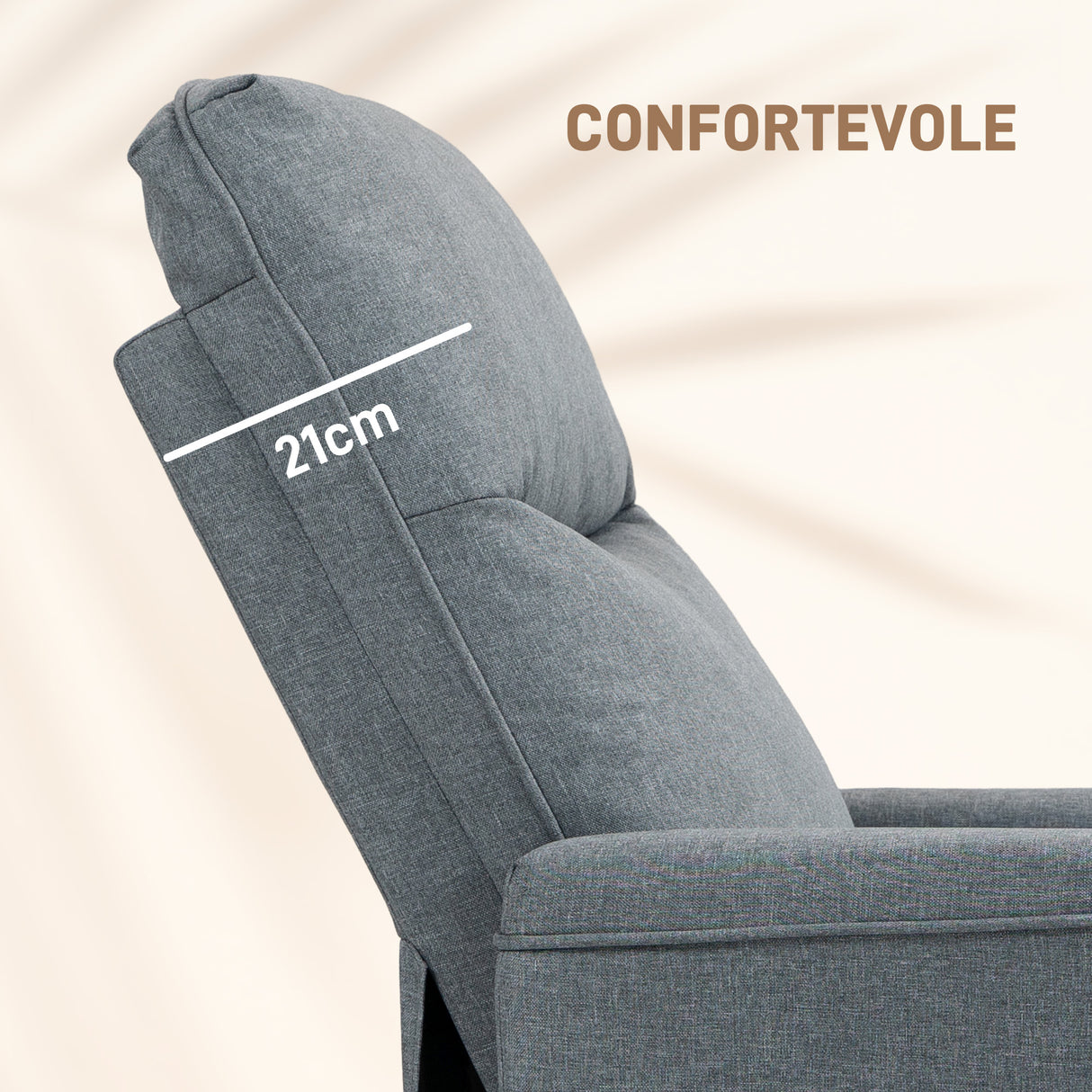 easycomfort easycomfort poltrona relax in tessuto con schienale reclinabile a 130 e poggiapiedi doppio grigio