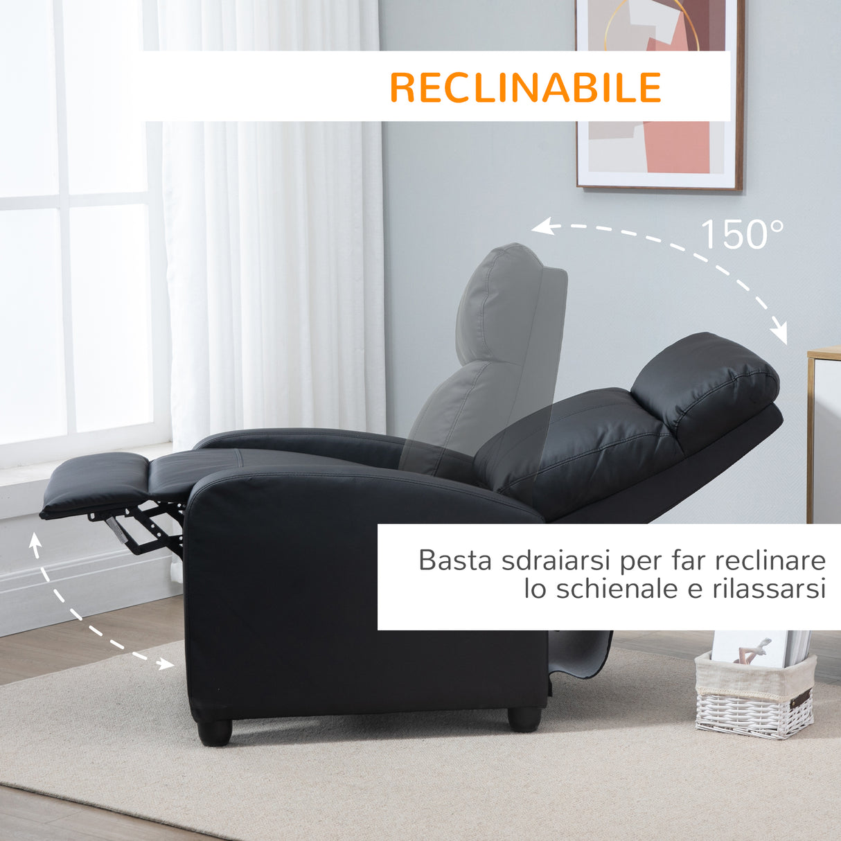easycomfort easycomfort poltrona relax massaggiante con telecomando e 8 programmi reclinazione e poggiapiedi 68x88x98cm nero