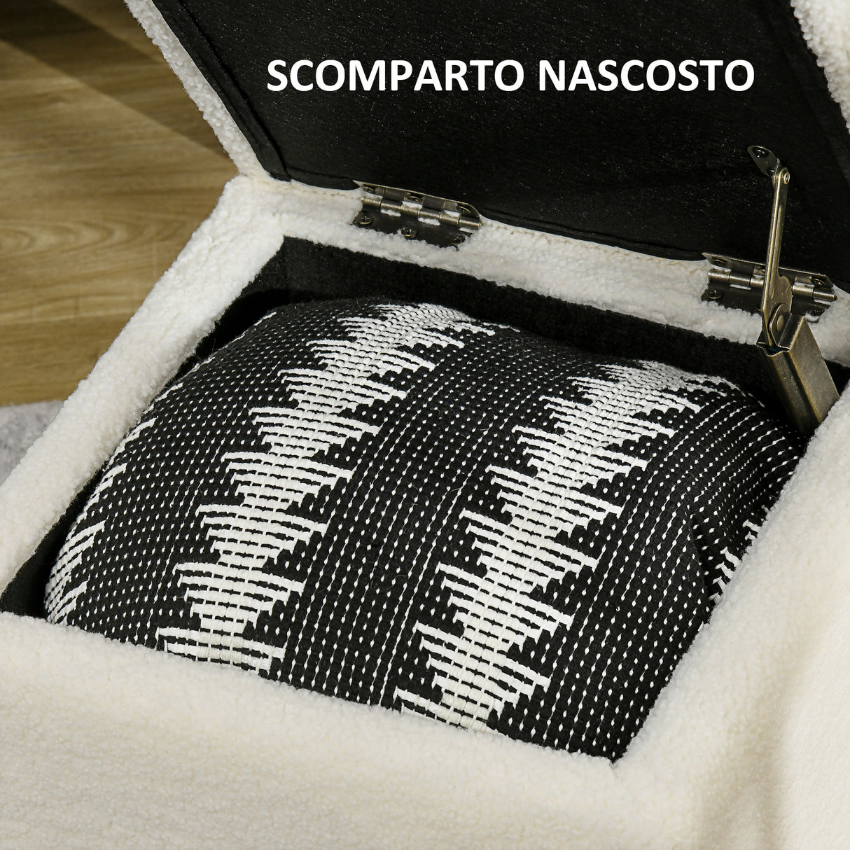 easycomfort easycomfort pouf contenitore imbottito in tessuto teddy morbido per salotto e camera 39x39x39cm crema