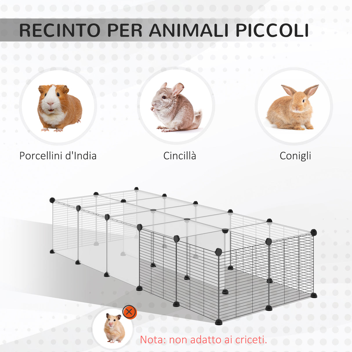 easycomfort easycomfort recinto per animali modulabile con pannelli 35x35 cm e accessori in acciaio e pp 140x70x70 cm nero