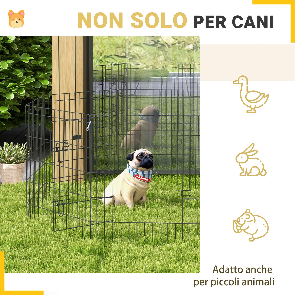 easycomfort easycomfort recinto per cani e cuccioli box per animali da 8 pezzi in filo di ferro 76 x 61cm nero