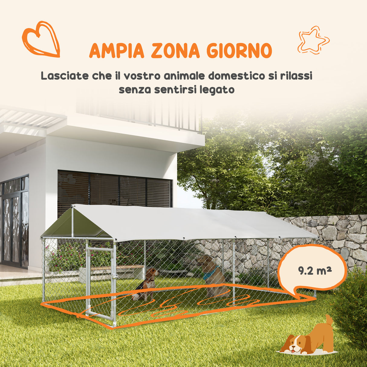 easycomfort easycomfort recinto per cani grandi fino 30kg per esterno con tetto impermeabile e anti uv 4x2 3x1 5m argento