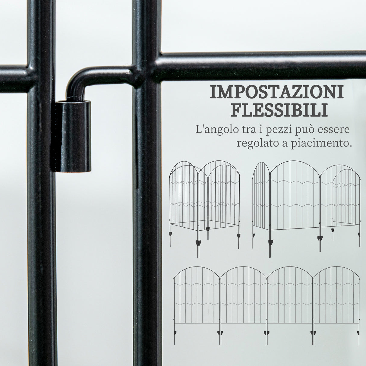 easycomfort easycomfort recinzione esterna a 4 pannelli i acciaio nero con 8 picchetti da terra 348x110 cm