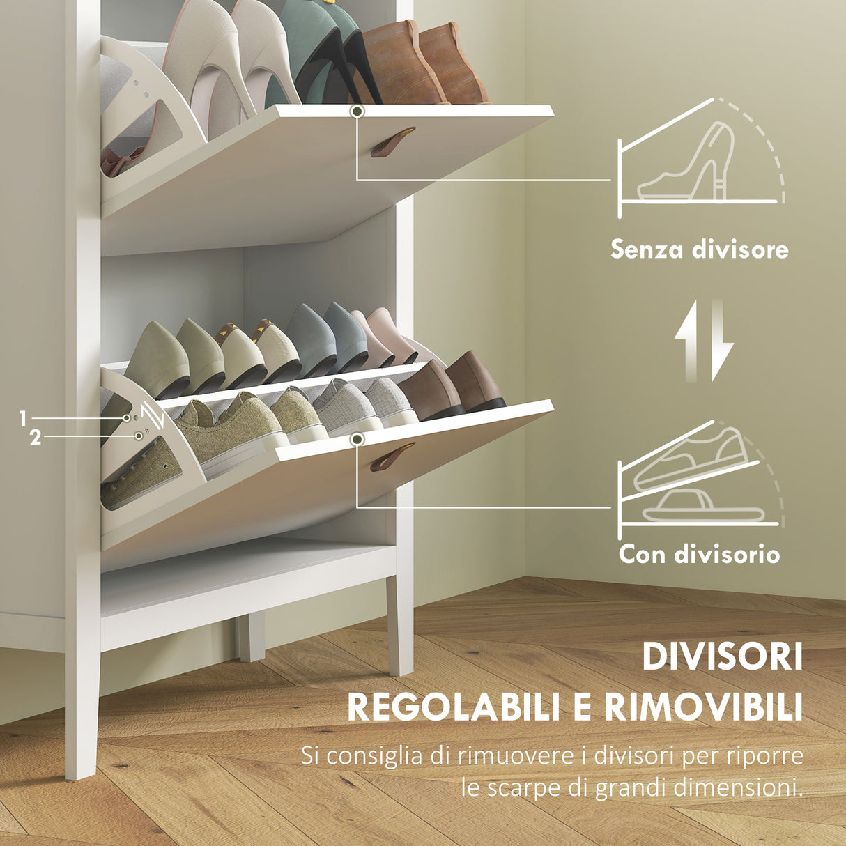 easycomfort easycomfort scarpiera slim 2 cassetti per 14 paia di scarpe taglia eu44 e ripiani regolabili 80x24x95 5cm bianco