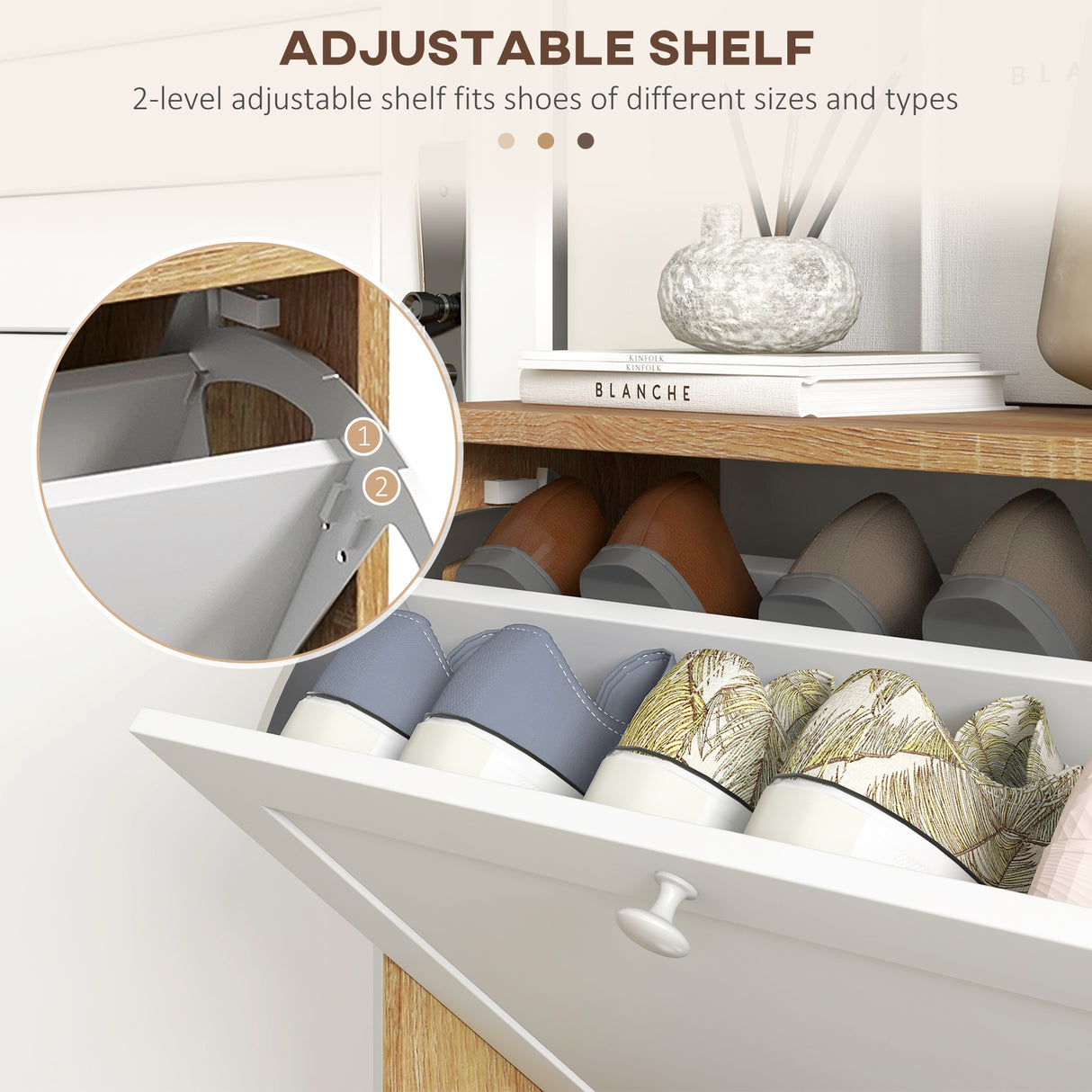 easycomfort easycomfort scarpiera slim con 3 ripiani regolabili a 2 livelli per 12 paia in truciolato e mdf 60x24 5x75 5 cm