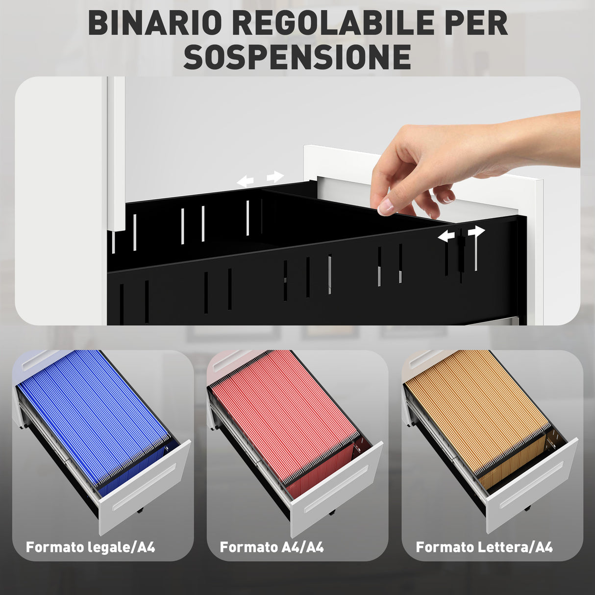 easycomfort easycomfort schedario portadocumenti in acciaio a 5 ruote con 2 cassetti e vassoio portapenne 30x43 5x60 cm bianco