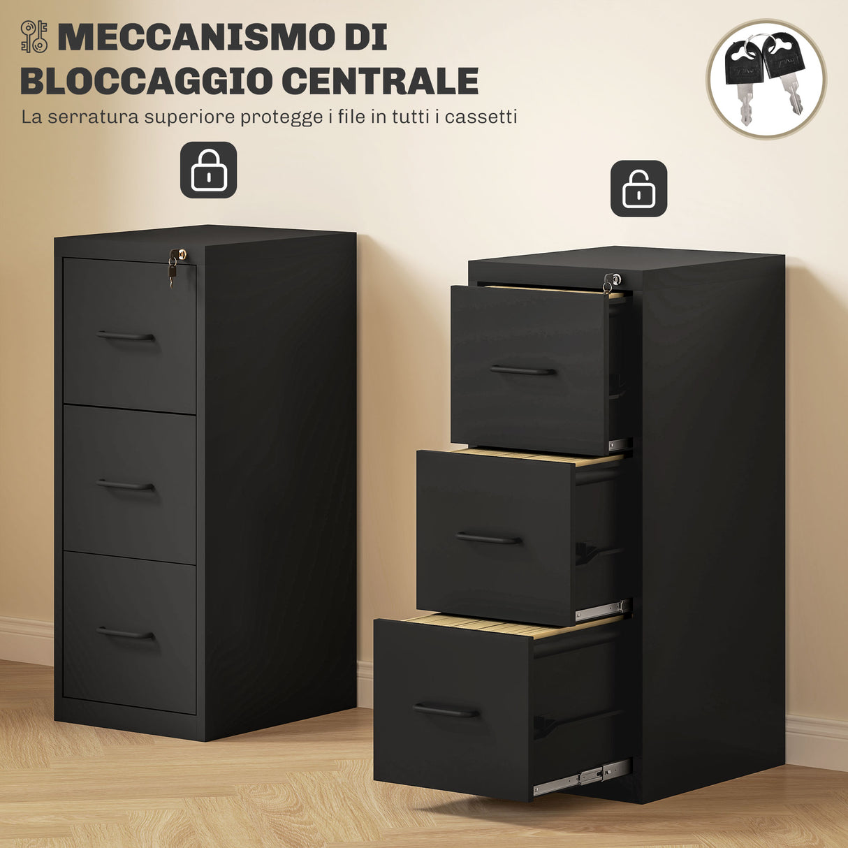 easycomfort easycomfort schedario portadocumenti minimal a 3 cassetti con barra regolabile in acciaio 36 5x46 2x99 cm nero