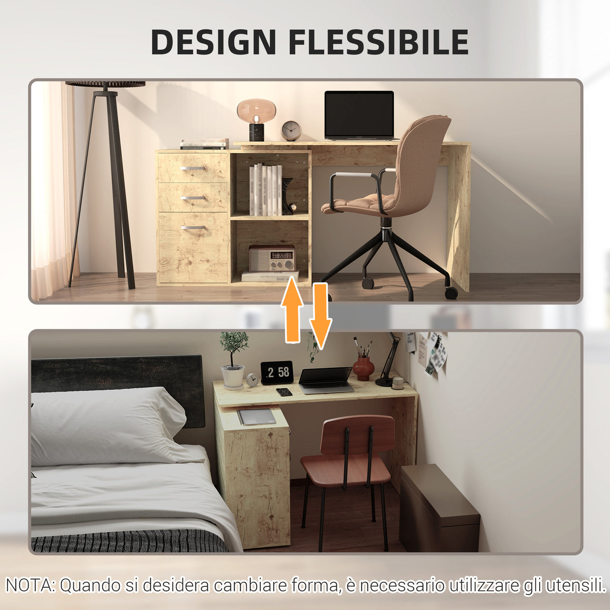 easycomfort easycomfort scrivania angolare per pc con 3 cassetti e ripiani aperti in legno e metallo 117x83 5x76 cm noce