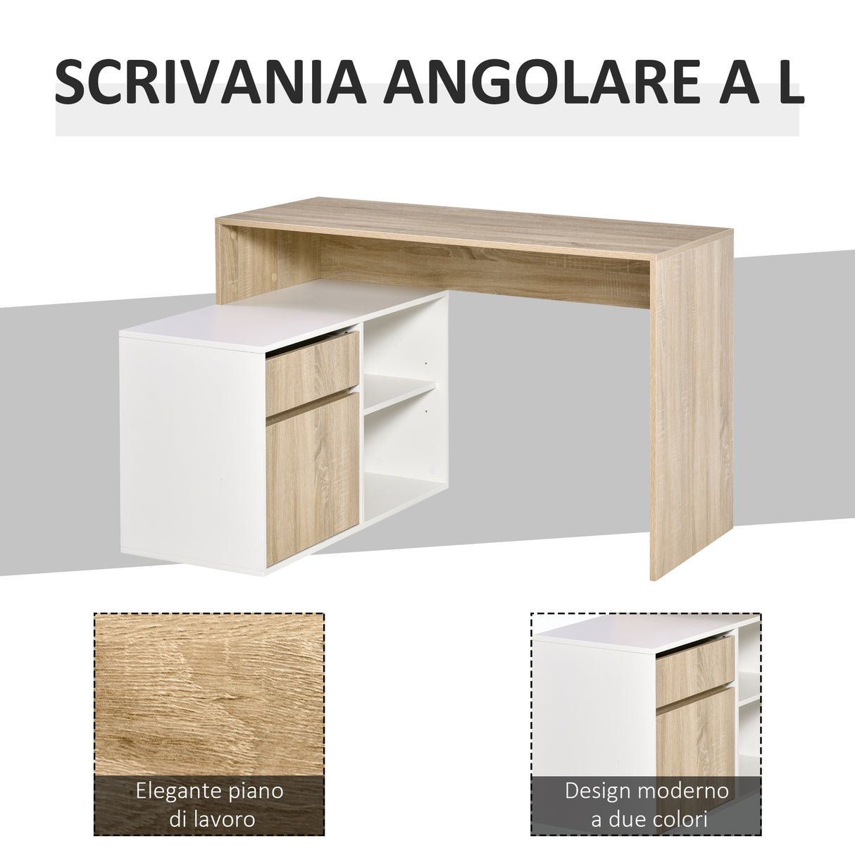 easycomfort easycomfort scrivania angolare scrivania ad angolo per computer da camera o ufficio scrivania salvaspazio in legno rovere e bianco