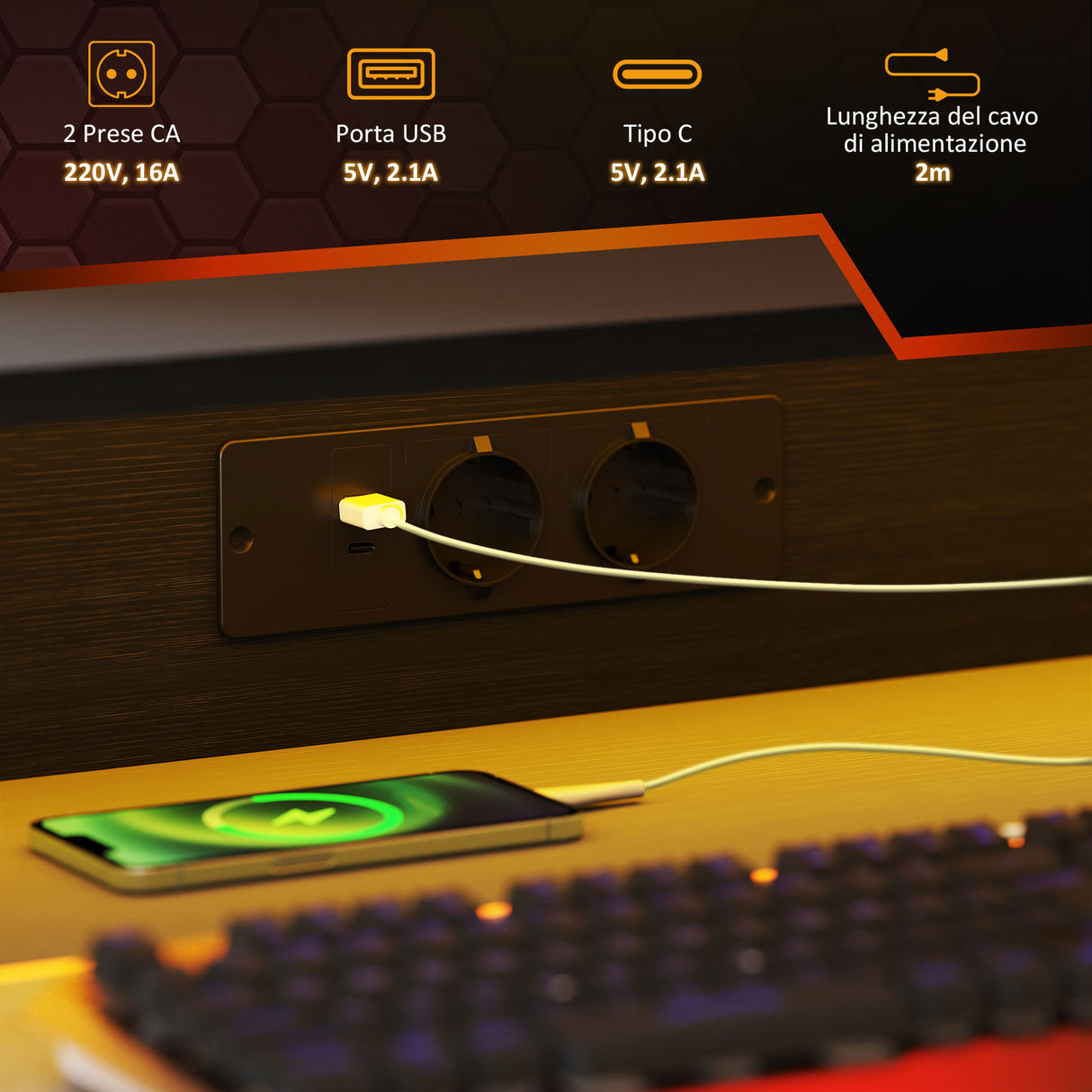 easycomfort easycomfort scrivania gaming con luci led e supporto per monitor in truciolato e acciaio 100x60x88 5 cm nero