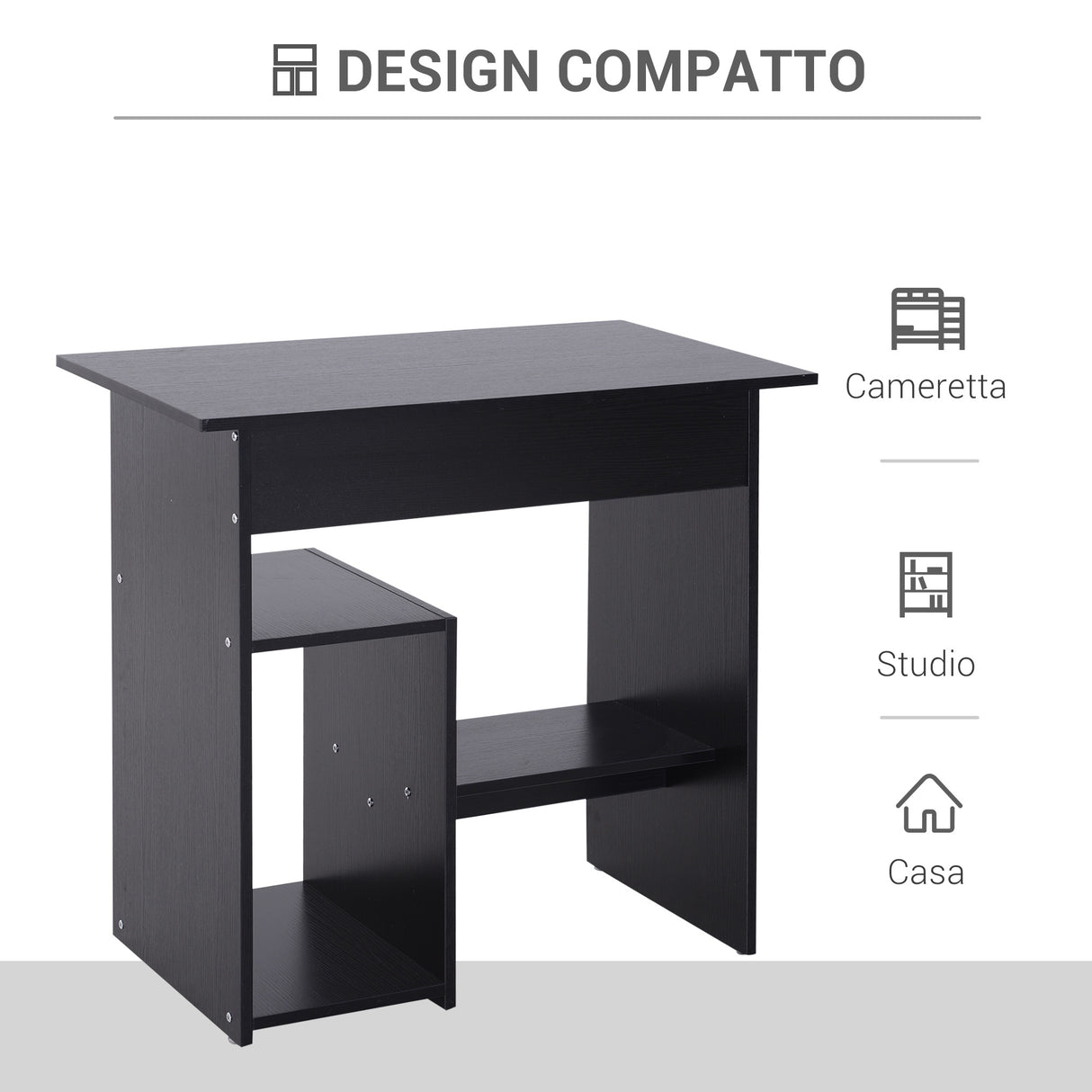 easycomfort easycomfort scrivania pc moderna in legno con ripiano per cpu e spazio per tastiera estraibile 80x45x75 cm nero