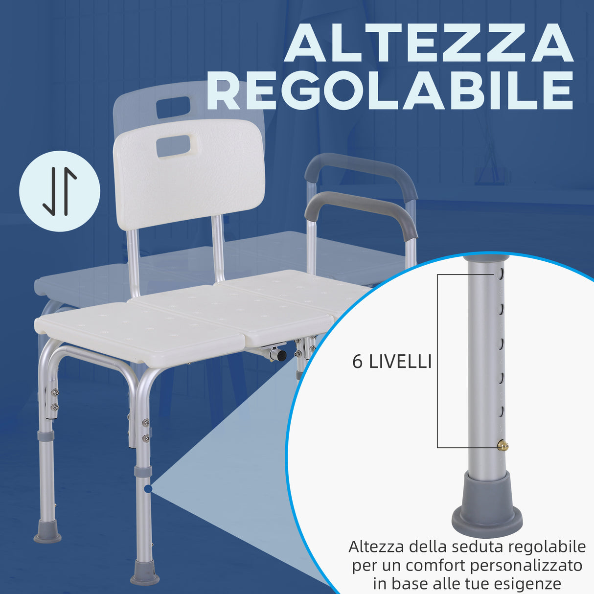 easycomfort easycomfort sedia da doccia con altezza regolabile su 6 livelli piedini e bracciolo antiscivolo ampia seduta 68 5x40 5cm ean 8054111846165