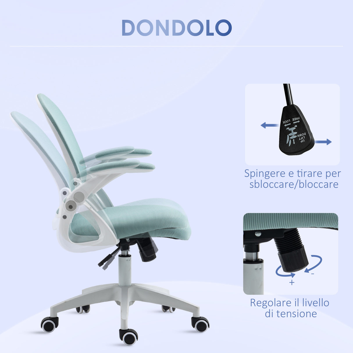easycomfort easycomfort sedia da ufficio ergonomica con schienale a rete e altezza regolabile 65 5x61 5x88 97 5cm azzurro