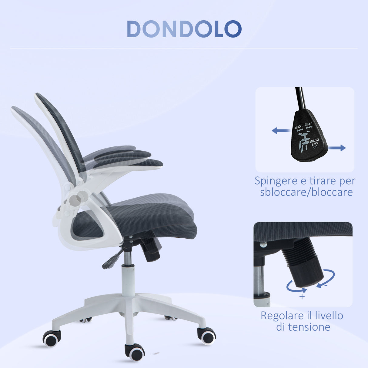 easycomfort easycomfort sedia da ufficio ergonomica con schienale a rete e altezza regolabile 65 5x61 5x88 97 5cm grigio