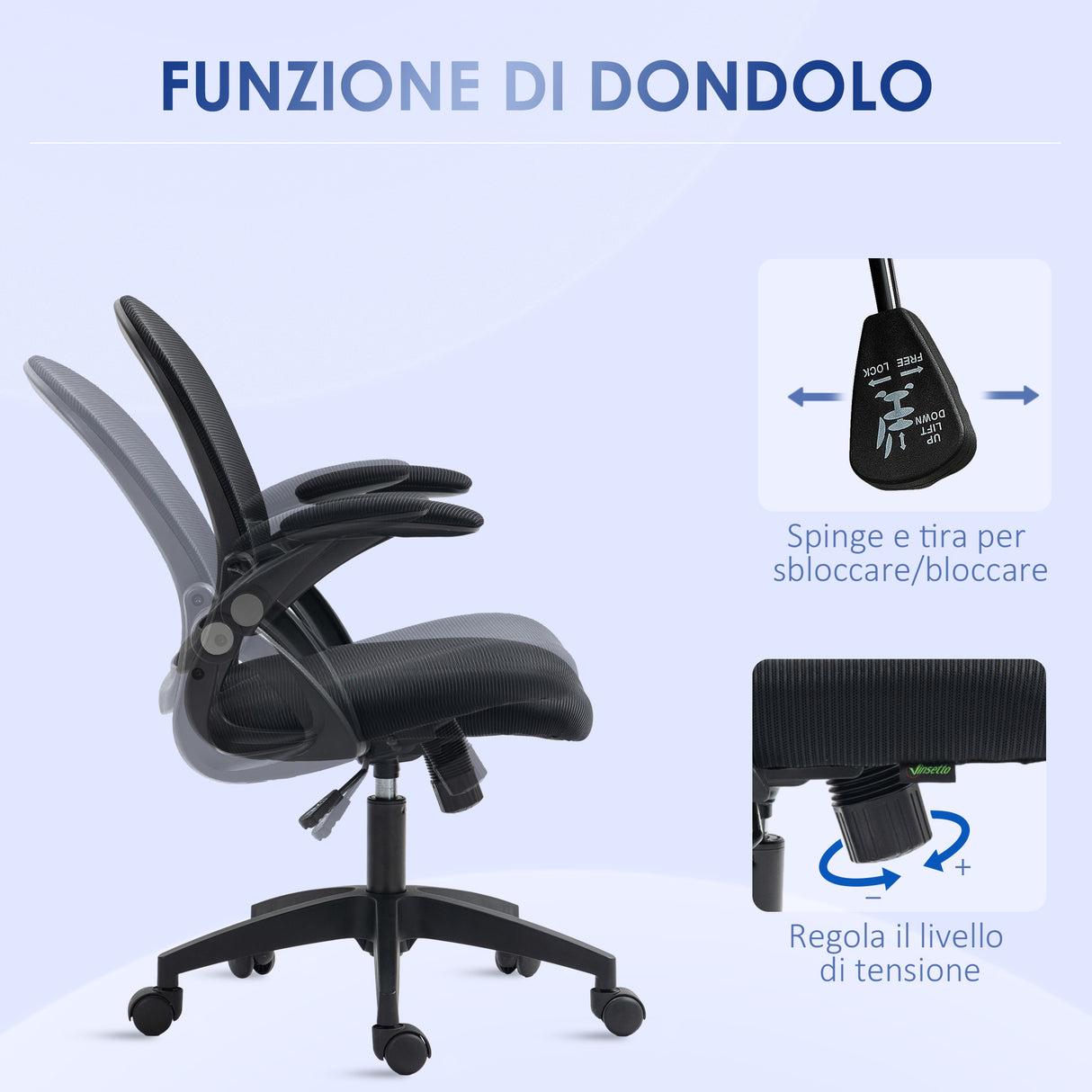 easycomfort easycomfort sedia da ufficio ergonomica con schienale a rete e altezza regolabile 65 5x61 5x88 97 5cm nero