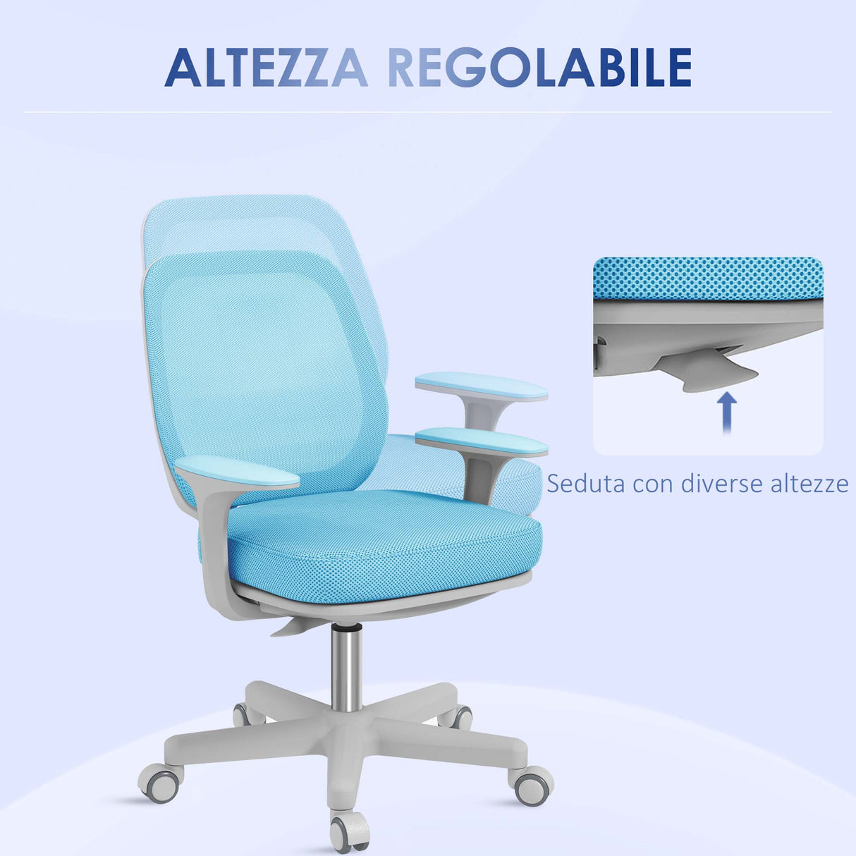 easycomfort easycomfort sedia da ufficio ergonomica e reclinabile ad altezza regolabile con 5 rotelle 55x48x82 5 94 5 cm azzurra