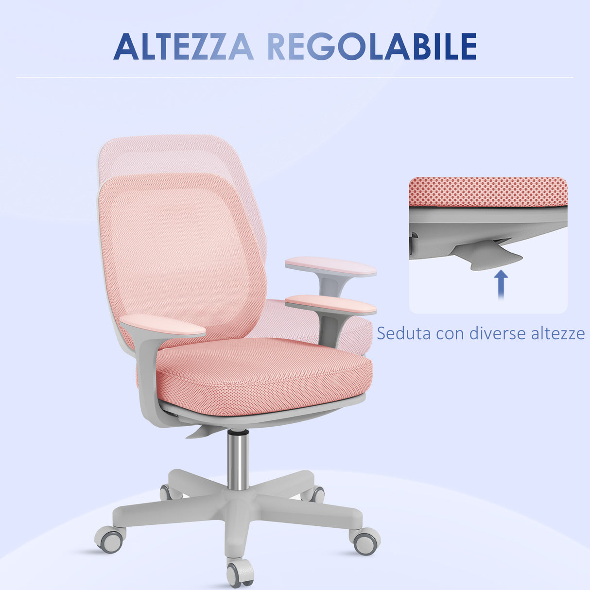 easycomfort easycomfort sedia da ufficio ergonomica e reclinabile ad altezza regolabile con 5 rotelle 55x48x82 5 94 5 cm rosa
