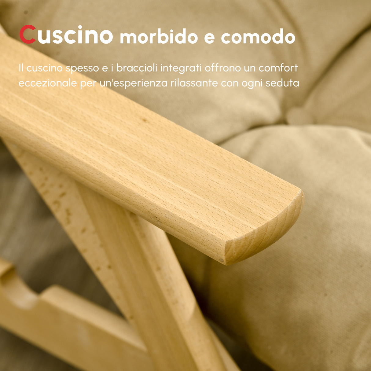 easycomfort easycomfort sedia per soggiorno pieghevole con braccioli e cuscino in legno di faggio e tessuto 71x89x96 cm marrone