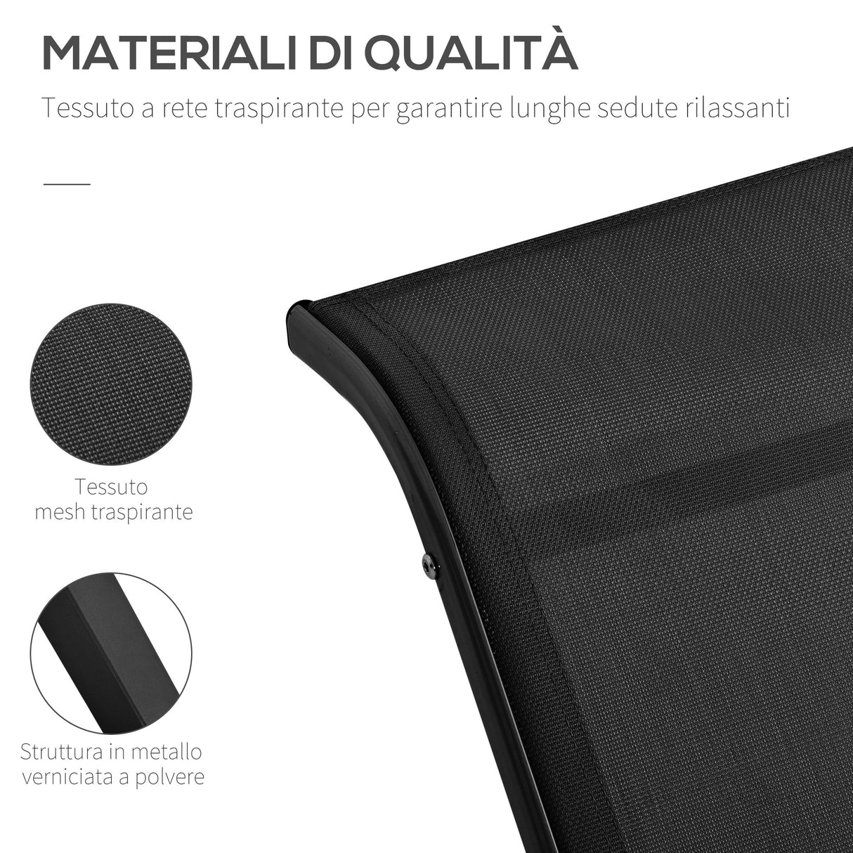 easycomfort easycomfort set 2 lettini prendisole e tavolino con ripiano in tessuto traspirante e metallo 59x169x66 cm nero