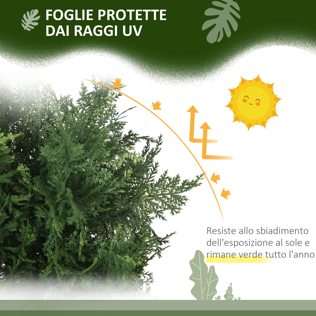 easycomfort easycomfort set 2 piante finte di cedro in pe con vaso di plastica pp in acciaio e cemento 38x12 5x90 cm verde