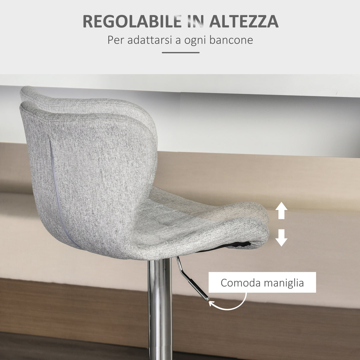 easycomfort easycomfort set 2 sgabelli da bar girevoli con altezza regolabile poggiapiedi e schienale in tessuto grigio