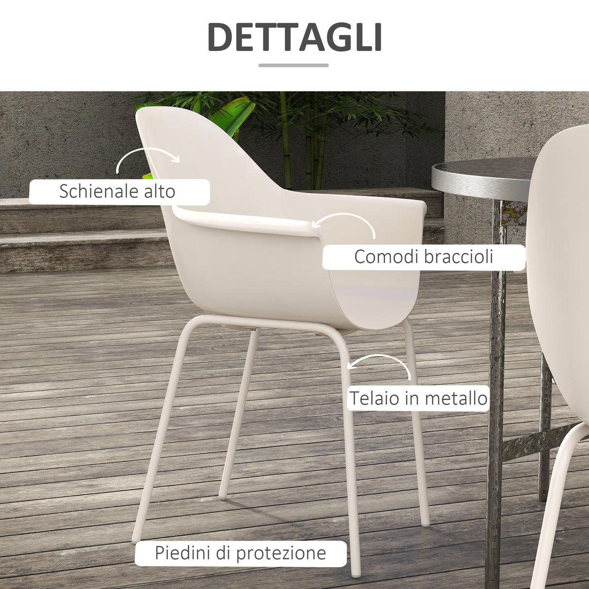 easycomfort easycomfort set 4 sedie in plastica con piedini antiscivolo 59x55x84 cm grigio