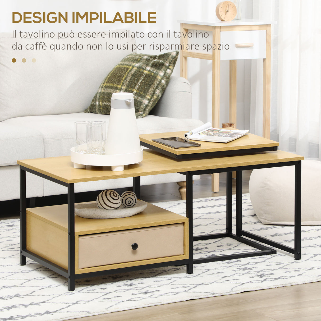 immagine-5-easycomfort-easycomfort-set-da-2-pezzi-con-tavolino-da-caffe-e-tavolino-laterale-a-c-in-acciaio-e-truciolato-color-legno