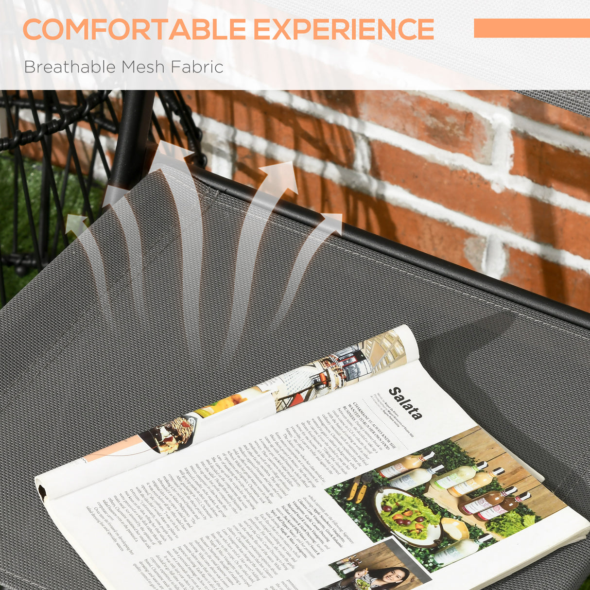 easycomfort easycomfort set da giardino 3 pezzi in acciaio con 2 sedie pieghevoli in tessuto traspirante e tavolo rotondo