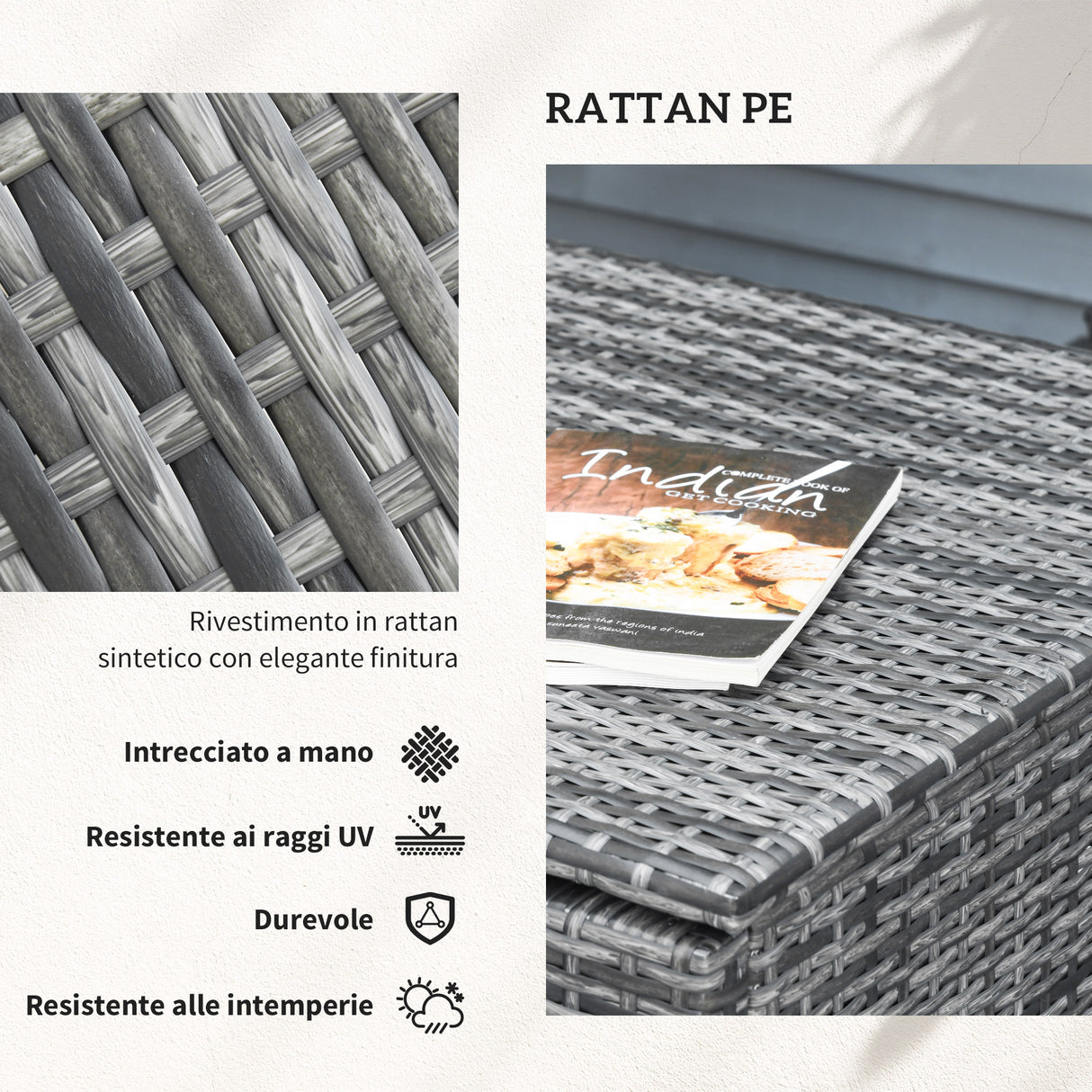 easycomfort easycomfort set da giardino 4 pezzi con 2 divani 2 posti tavolino da caffe e tavolino alto in acciaio e rattan