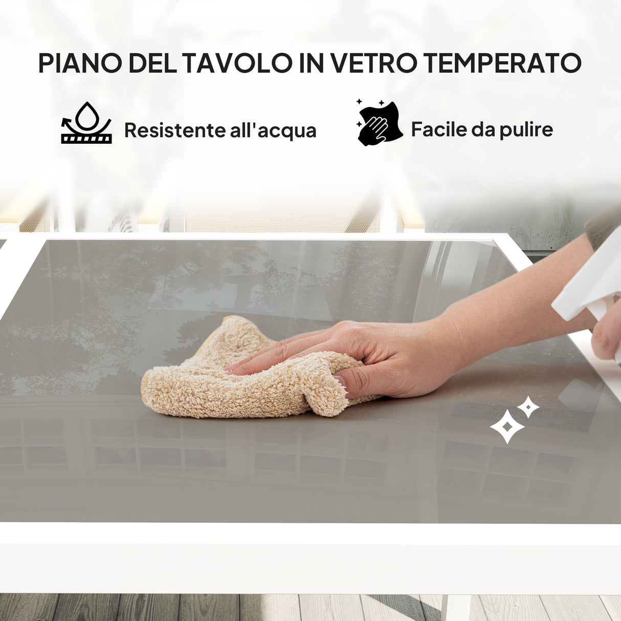 easycomfort easycomfort set da giardino con tavolo da pranzo in vetro rettangolare e 4 sedie con braccioli multicolore