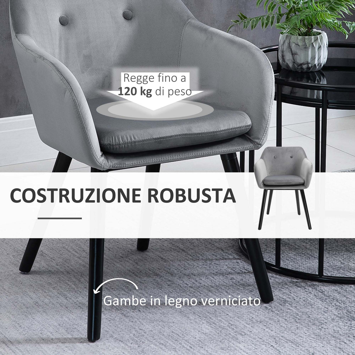 easycomfort easycomfort set di 2 sedie per sala da pranzo con braccioli imbottite e in velluto 54x56x74cm grigio