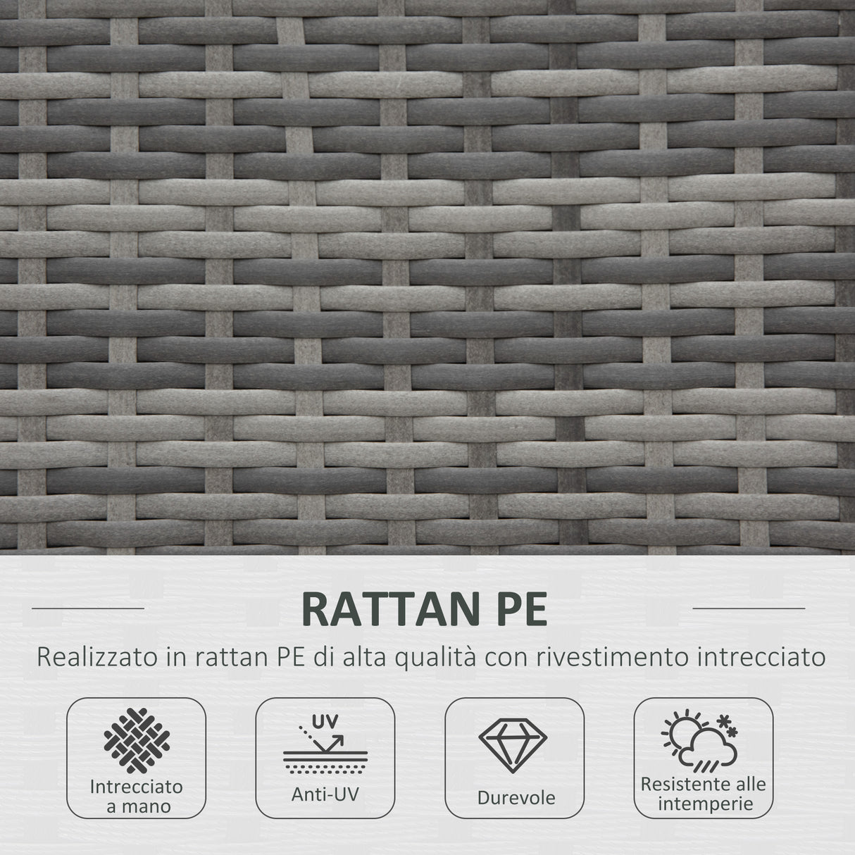 easycomfort easycomfort set mobili da giardino in rattan pe da 4 pezzi salotto con divano angolare e tavolino con vetro cuscini imbottiti e sfoderabili grigio