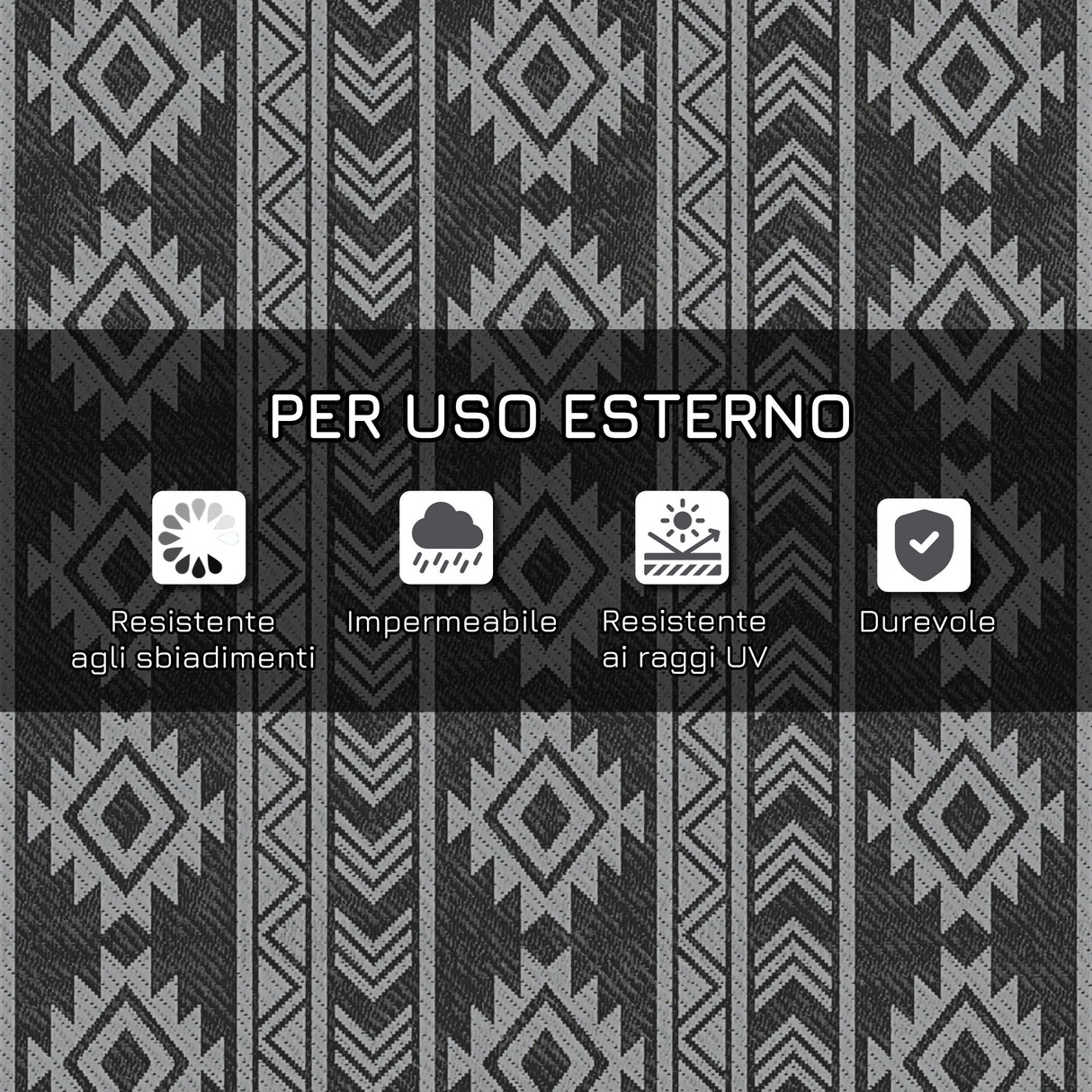 easycomfort easycomfort tappeto moderno per esterni nero e grigio in pp con design reversibile e pieghevole 182x274 cm