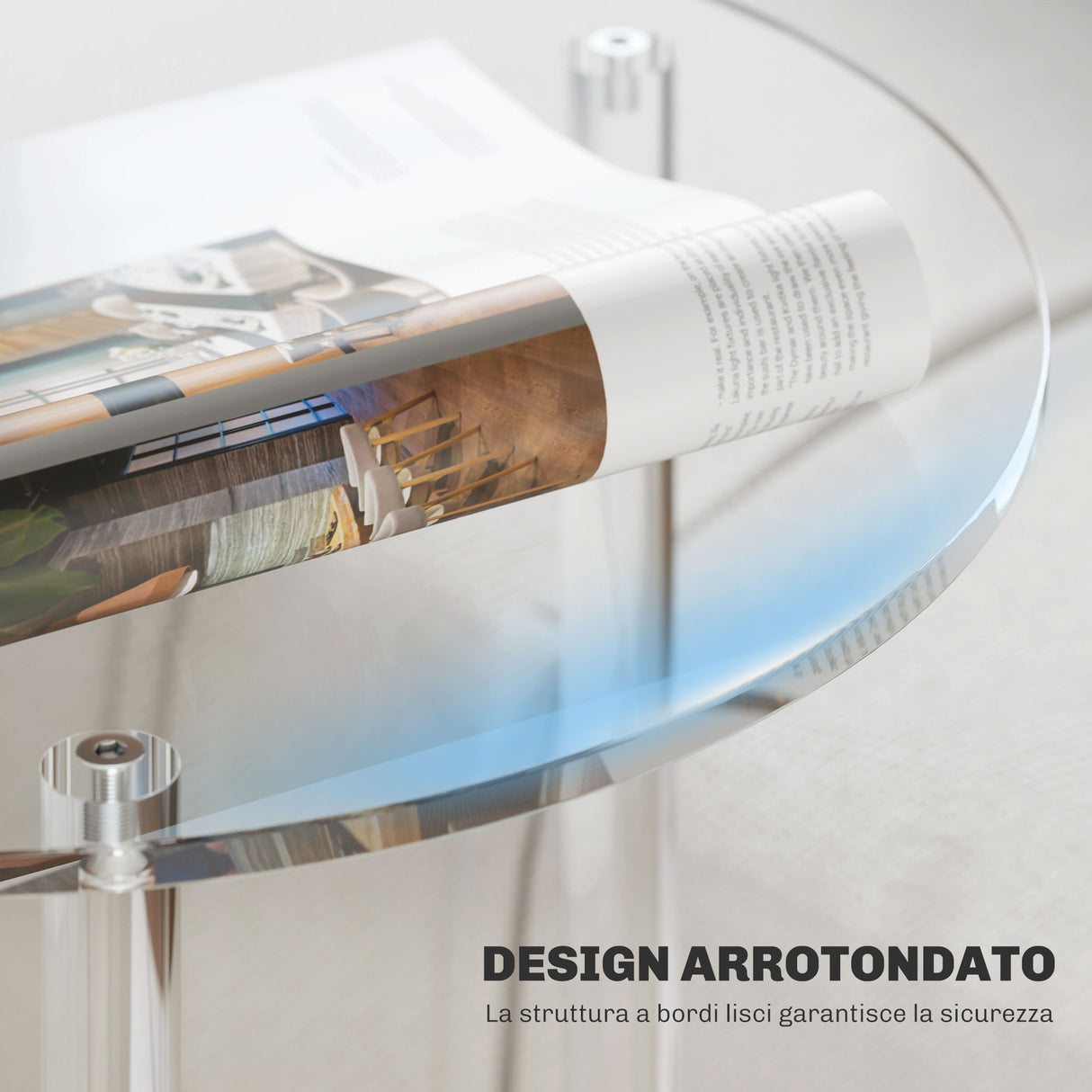 easycomfort easycomfort tavolino basso rotondo a 2 livelli in acrilico per interni 40x50 cm trasparente