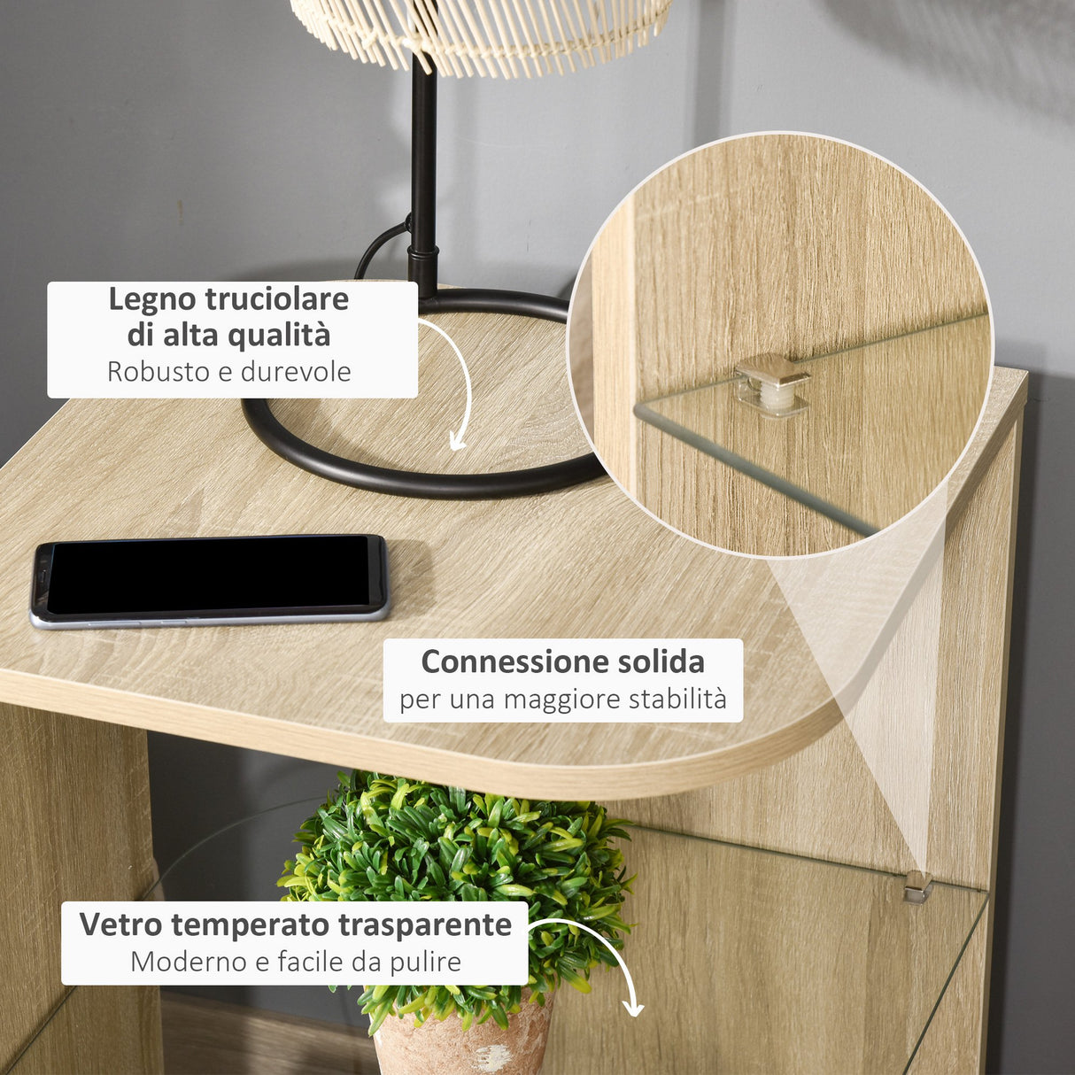 easycomfort easycomfort tavolino da salotto moderno e multiuso in legno e vetro per soggiorno o camera 40x40x56cm