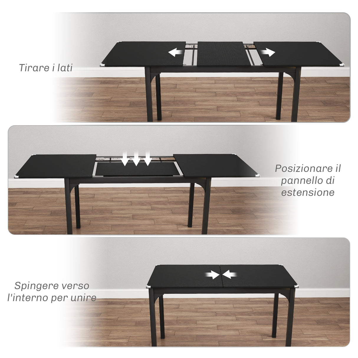 easycomfort easycomfort tavolo allungabile 4 6 posti espandibile da 120 160 cm con gambe in acciaio nero