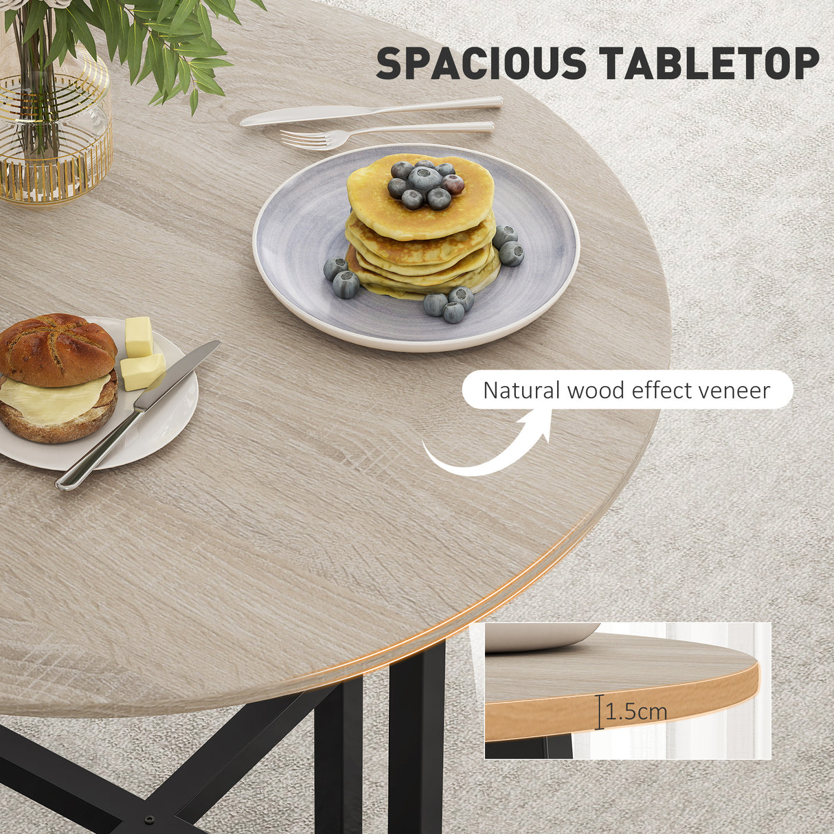 easycomfort easycomfort tavolo da pranzo rotondo e industriale per 2 persone in legno e acciaio 80x75 cm nero e color legno
