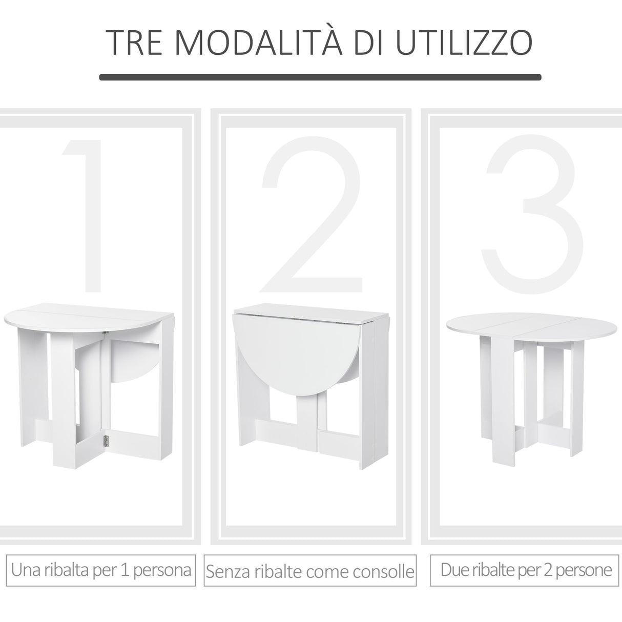 easycomfort easycomfort tavolo pieghevole da pranzo a 2 ribalte tavolo da pranzo allungabile in legno salvaspazio per cucina e soggiorno 104x76x73 7 cm bianco ean 8054111848039