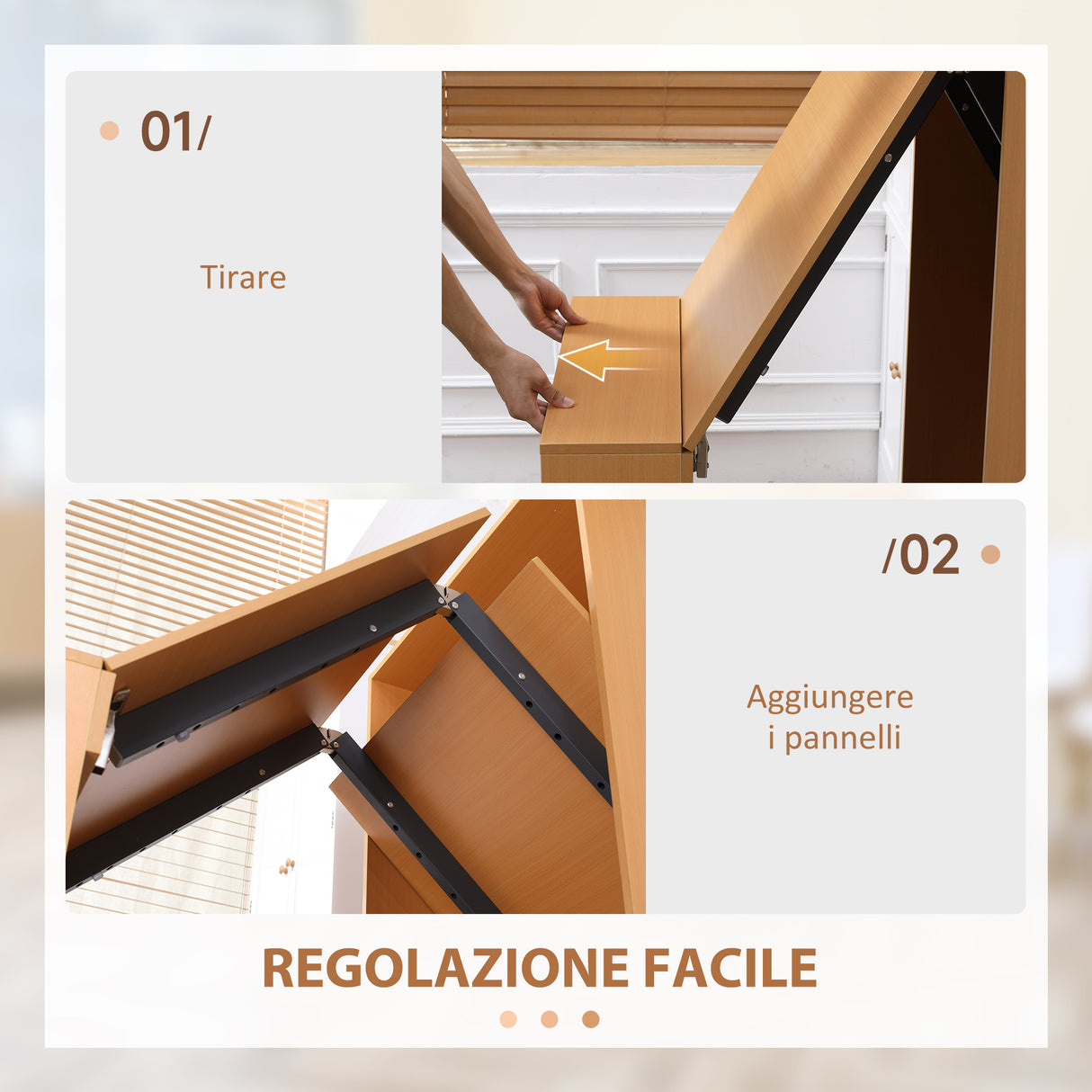 easycomfort easycomfort tavolo pieghevole da pranzo max 3 persone in truciolato e acciaio 75x144x144 5 cm color legno